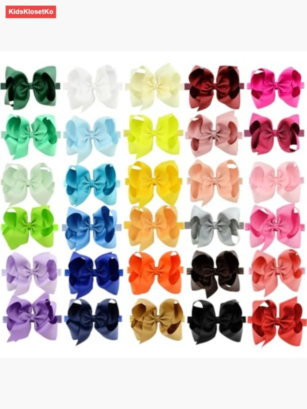 30 Big 6 Inch Grosgrain Ribbon Hair Bows Headbands for Baby Girls